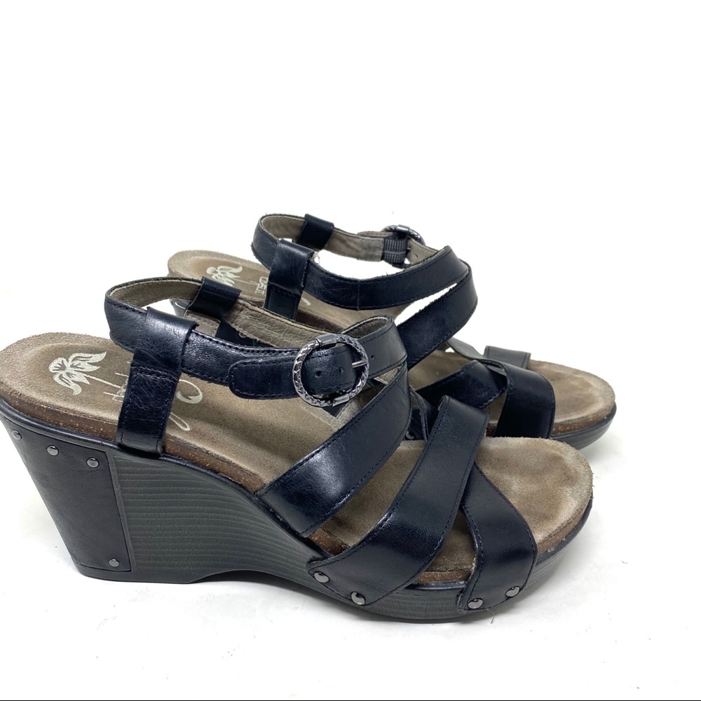 Dansko frida black wedge sandals 39 8.5-9